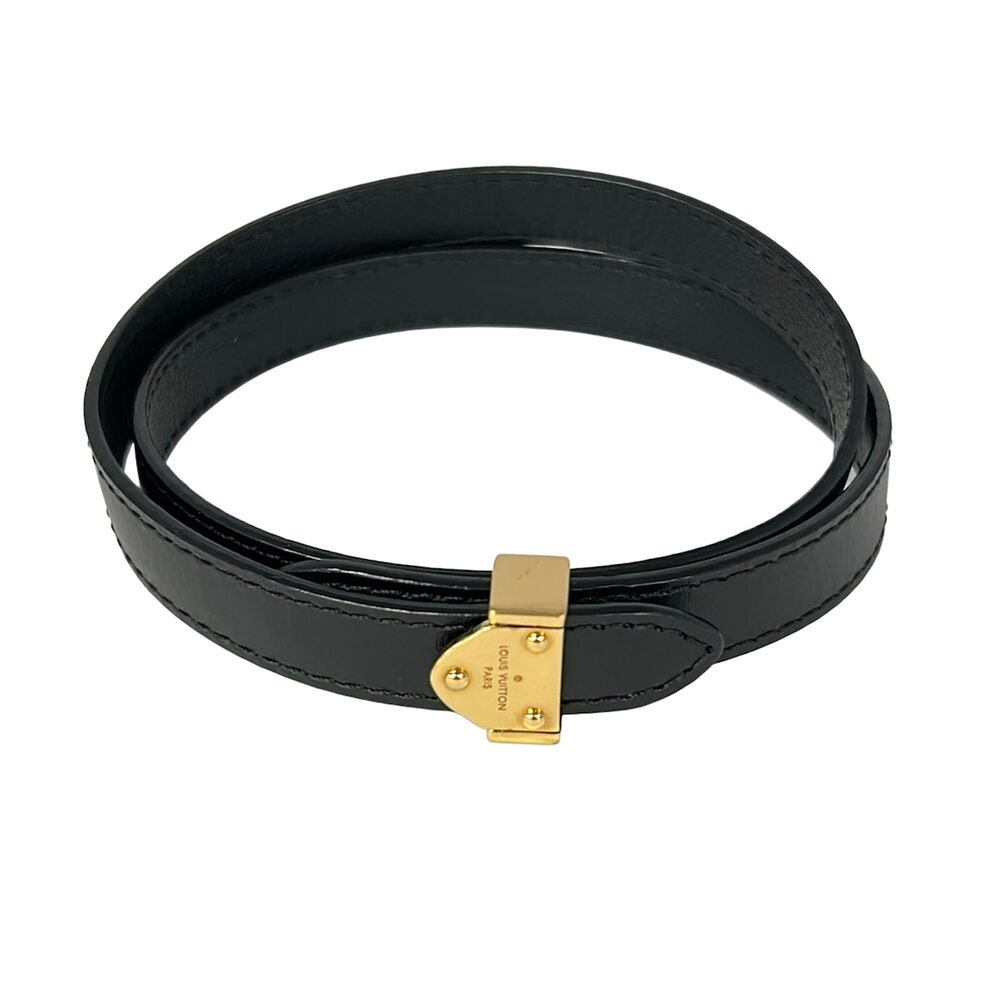 Louis Vuitton Brassle Box It Bracelet M6033 Black Gold Leather Hardware